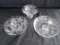 3 Heisey Clear Glass Floral/Vine/Ornate Etched Dishes, 1 Raised