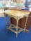 Wooden Ornate Design Side Table Gilded Spindle Column Legs, Pierced Lower Stretcher