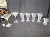 Vintage Heisey Floral Etched Glass Lot - 2 Tall Sherbet, 4 Low Goblets, 1 Port