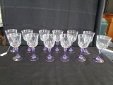 Crystal Glass Wine Glasses 12 w/ Purple Glass Systems Prism Cut Pattern 6