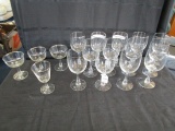 13 Clear Glass Silver Trim Water Goblets 6 3/4