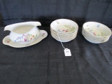 Eschenback Bavaria-Germany Baronet China Elenia 12 Bowls, 1 Gravy Boat w/ Underplate