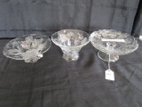 Floral Etched/Cut Clear Glass Creamer/Sugar Floral Cut Base