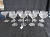 10 Libby Glass Floral Etched Sherbet Glasses 5 3/4