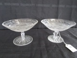 Pair - Crystal Glass Wide Body Raised Saves Diamond/Wheat Motif