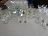 Christmas Motif Glass Lot - 8 Whiskey, 3 Water Goblets, 1 Wine Glass