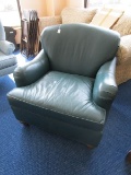 Green Upholstered Chair Arch Top Wooden Pad Feet