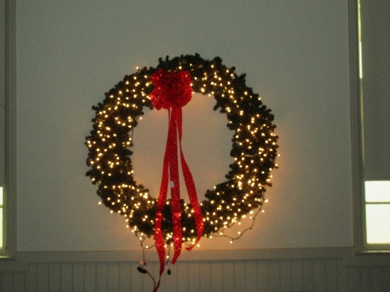 Impressive Huge 50" D Lighted Evergreen Fir Christmas Wreath