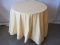 Round Side Table w/ White Stool Design Base & Yellow Linen Table Cloth