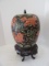Stately Semi-Porcelain Chinese Style Temple Jar w/ Lid Imperial Guardian Lions Design