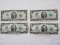 Set - 4 Jefferson Two Dollar Bills/$2 Notes in Consecutive Serial Numbers Series 1976