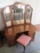 Lexington Furniture Traditional Victorian Era Style Cherry Vanity w/ Trifold Beveled Mirror