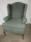 Black Stone Furniture Industries Queen Anne Style Wing Back Chair w/ Mahogany Trim