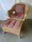 Traditional Basket Weave Design Contoured Back Wicker Chair & Ottoman