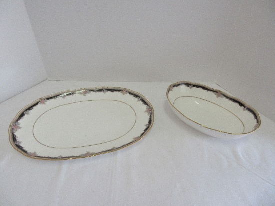 Noritake Bone China Palais Royal Pattern Royal Pierpont Black Band Floral Rim Design