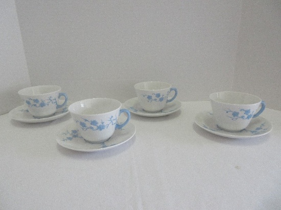 8 Pieces - Spode China Geisha Light Blue Pattern Blanche De Chine Light Blues Flowers