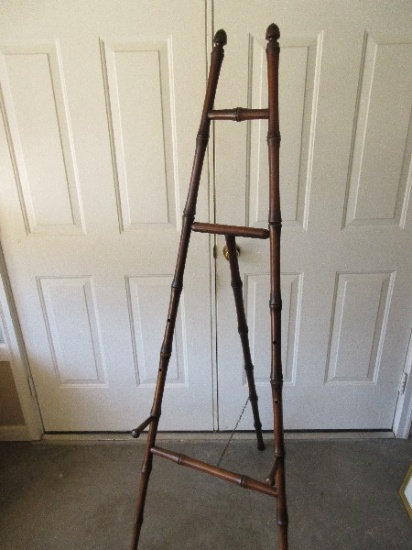 Fruitwood Bamboo Style Display Art Easel w/ Adjustable Pegs