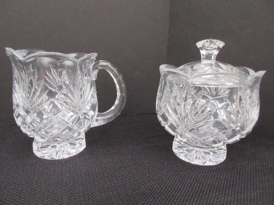 Noritake Full Lead Crystal Hampton Hall Collection Creamer & Covered Sugar Bowl