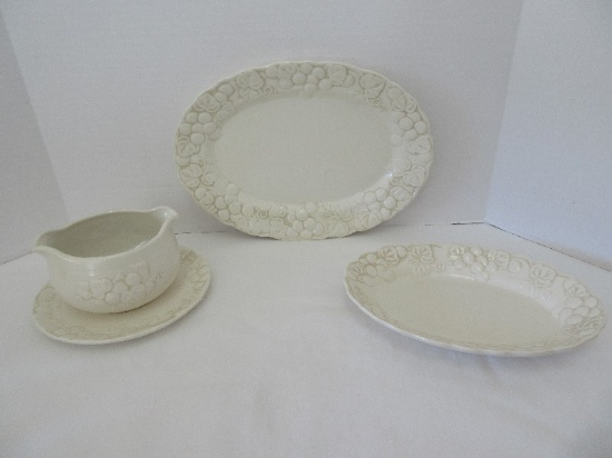 3 Pieces - Metlox-Poppytrail Antique Grape White Pattern Serving Pieces