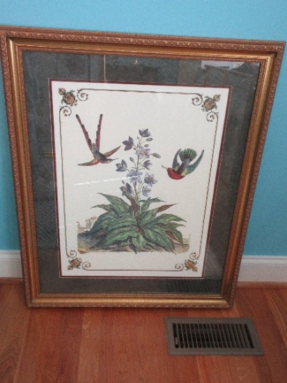Hummingbirds & Flowering Plant w/ Border Accent