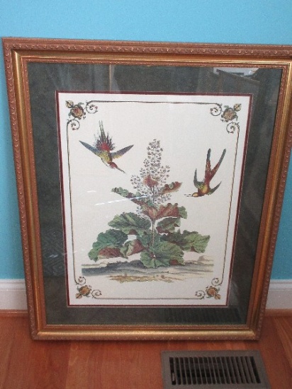 Hummingbirds & Flowering Plant w/ Border Accent