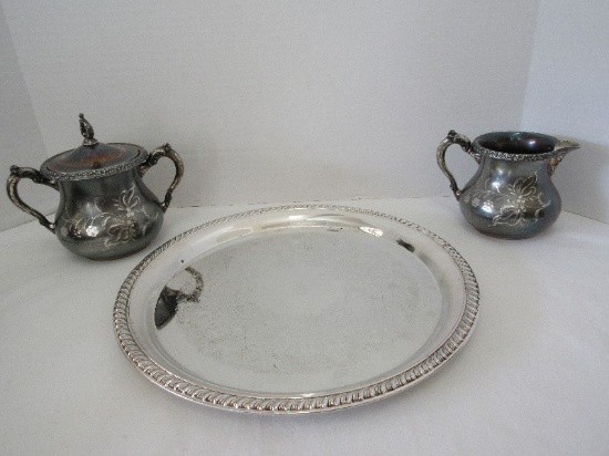 Pair - Pairpoint Mfg.Co. Quadruple Plate Creamer & Covered Sugar