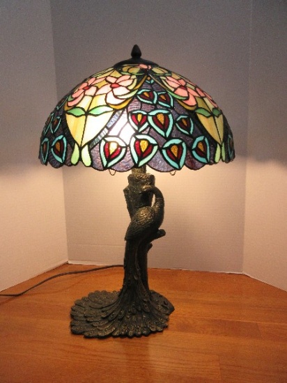 Stunning Tiffany Style Peacock/Floral Pattern Shade