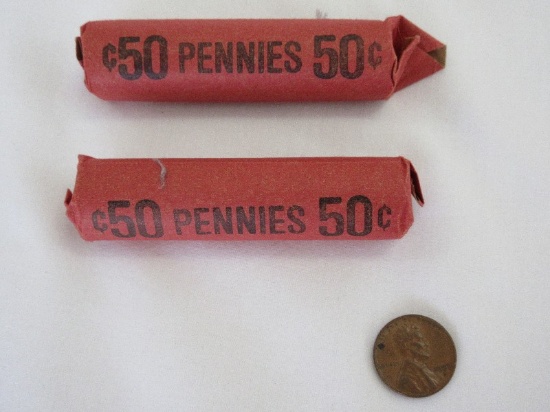 Two 50 Cent Wheat Penny Coin Rolls