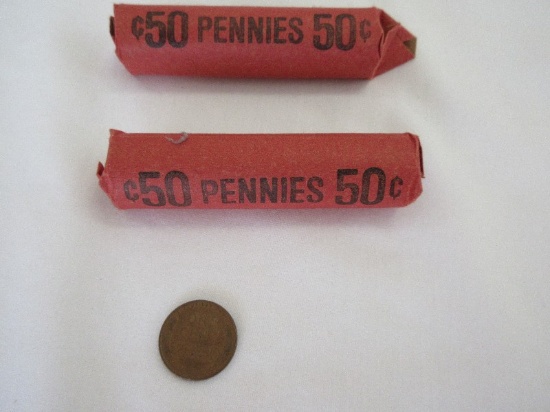 Two 50 Cent Wheat Penny Coin Rolls