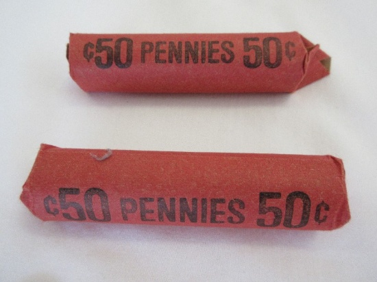Two 50 Cent Wheat Penny Coin Rolls