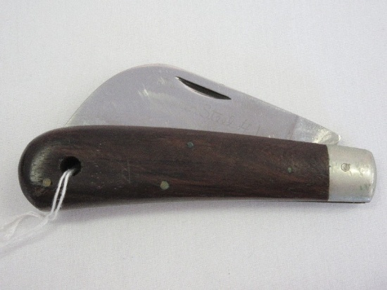 Queen Steel #1 Hawk Bill Folding Pocket Knife 2 3/4" L Knife Curved Blade/Wood Handle