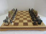 Unique African Safari Animals Bust Hand Painted Polystone Chess Full Set of 32 Pieces 20 1/4