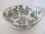 Semi-Porcelain Andrea Grape Vine Pattern Footed Bowl Hand Painted