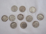 Eleven 1962 Roosevelt Dimes Silver Composition 90% Silver 10% Copper 2.5 Grams Each