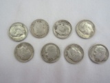 Eight 1960 Roosevelt Dimes Silver Composition 90% Silver 10% Copper 2.5 Grams Each