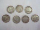 Seven 1959 Roosevelt Dimes Silver Composition 90% Silver 10% Copper 2.5 Grams Each