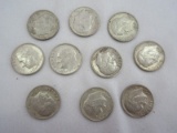 Ten 1964 Roosevelt Dimes Silver Composition 90% Silver 10% Copper 2.5 Grams Each