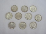 Ten 1964 Roosevelt Dimes Silver Composition 90% Silver 10% Copper 2.5 Grams Each