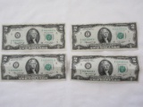 Set - 4 Jefferson Two Dollar Bills/$2 Notes in Consecutive Serial Numbers Series 1976