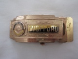 Vintage Wofford College Embossed Belt Buckle w/ Yellow/Black Enamel Accent