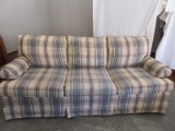 Masterfield Custom Design Plaid Upholstery Neutral Tone Casual Sofa w/ Pleated Skirt
