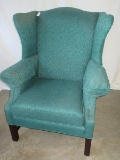 Masterfield Furniture Chippendale Style Wing Back Chair w/ Mahogany Trim