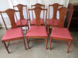 6 Mahogany Depression Era Style Urn Splat Back Chairs w/ Upholstered Seats