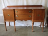 Depression Era Style Mahogany Side Board w/ Bow Front, 2 Dovetailed Drawers