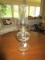 Vintage Tall Oil Lamp Scallop Base, Wide Body, Hurricane Shade Bead Trim