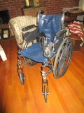 Tracer EX2 Invacare Folding Wheelchair w/ Detachable Footrests Blue Seat/Back