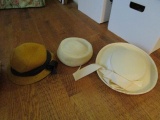 Lot - Vintage Ladies Hats Yellow Hat, White Stag Jeanade of Italy Inc. 100% Wool Hat, Etc.