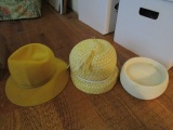 Lot - Vintage Yellow Betmar Ladies Hat, Yellow Hat, White Petite Fashions