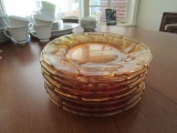 8 Amber Glass Plates Twist Motif