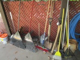 Tool Lot - Spades, Rakes, Pickaxe, Brush, Mallet